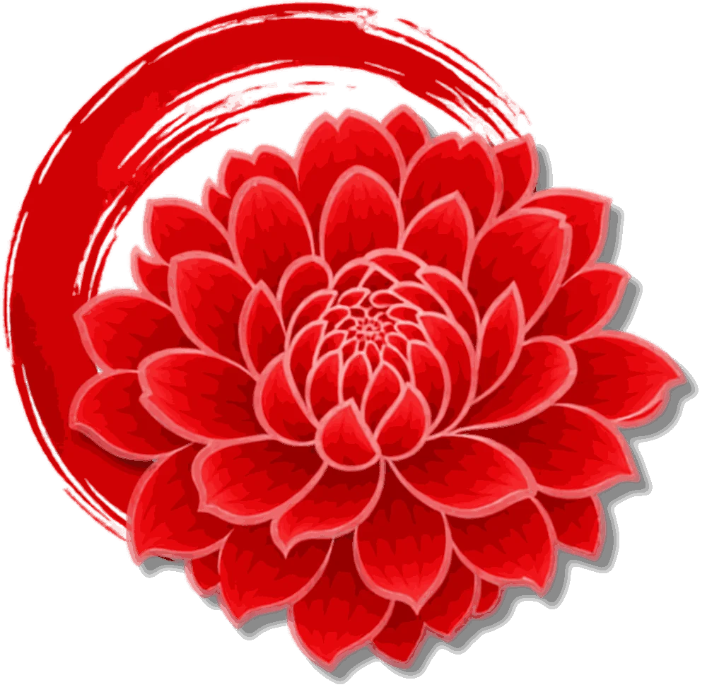 El crisantemo y el ensō juntos, como aparecen en el logo